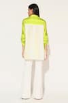 Shop_Linetribe__Yellow Viscose, Satin Collared Ivy Shibori Striped Shirt _at_Aza_Fashions