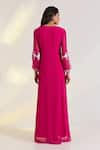 Shop_Ewoke_Pink Georgette Embroidery Round Neck Elowen Hand Gown _at_Aza_Fashions