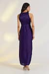 Shop_Ewoke_Purple Georgette, Satin Embroidery Round Neck Designer Hand Tare Dress _at_Aza_Fashions