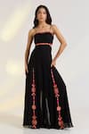 Buy_Ewoke_Black Georgette Embroidery Square Neck Rumi Designer Hand Jumpsuit _at_Aza_Fashions