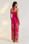Shop_Ewoke_Pink Crepe Embroidery Halter Neck Floral Hand Jumpsuit _at_Aza_Fashions