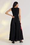 Shop_Ewoke_Black Crepe Embroidery Round Neck Kaia Hand Jumpsuit _at_Aza_Fashions