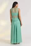 Shop_Ewoke_Green Organza, Georgette, Satin Embroidery Round Aeirs Designer Lehenga Set _at_Aza_Fashions