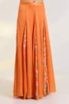 Buy_Ewoke_Orange Georgette, Satin Embroidery High Neck Tangerine Hand Lehenga Set _Online_at_Aza_Fashions