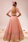 Shop_Kalakari By Akanksha_Blush Chanderi , Chanderi, Embroidery V-neck Pink Lehenga Set _at_Aza_Fashions