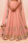 Kalakari By Akanksha_Blush Chanderi , Chanderi, Embroidery V-neck Pink Lehenga Set _at_Aza_Fashions