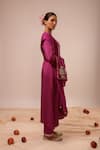 Kalakari By Akanksha_Purple Chanderi Silk, Chanderi, Silk, Organza Embroidery Round A-line Kurta Set _Online_at_Aza_Fashions