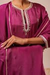 Shop_Kalakari By Akanksha_Purple Chanderi Silk, Chanderi, Silk, Organza Embroidery Round A-line Kurta Set _Online_at_Aza_Fashions