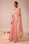 Kalakari By Akanksha_Pink Organza, Chanderi Silk Embroidery Round Neck Baby Saree And Blouse Set _Online_at_Aza_Fashions