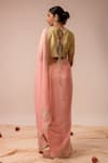 Shop_Kalakari By Akanksha_Pink Organza, Chanderi Silk Embroidery Round Neck Baby Saree And Blouse Set _at_Aza_Fashions
