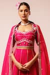 Buy_Kalakari By Akanksha_Magenta Embroidery Round Neck Pink Lehenga Set _Online_at_Aza_Fashions