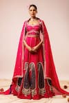 Buy_Kalakari By Akanksha_Magenta Embroidery Round Neck Pink Lehenga Set _at_Aza_Fashions