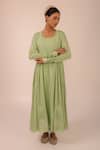 Buy_Kalakari By Akanksha_Olive Green Cotton, Kota Doria Embroidery Round Neck Designer Kurta Set _Online_at_Aza_Fashions