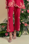 Buy_Origani_Red Linen Embroidery Thread Pant 