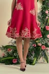 Buy_Origani_Red Linen Embroidery Round Neck Thread Dress 