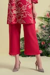 Buy_Origani_Red Linen Floral Embroidered Pant _Online_at_Aza_Fashions