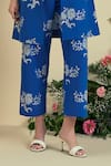 Origani_Blue Linen Embroidery Thread Pant _Online_at_Aza_Fashions