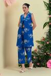 Buy_Origani_Blue Linen Embroidery Thread Pant _Online_at_Aza_Fashions