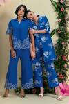 Buy_Origani_Blue Linen Embroidery Thread Pant _Online_at_Aza_Fashions