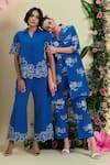Buy_Origani_Blue Linen Embroidery Collared Thread Shirt _Online_at_Aza_Fashions