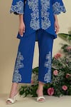 Buy_Origani_Blue Linen Embroidery Collared Thread Shirt _Online_at_Aza_Fashions