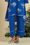 Origani_Blue Linen Blend Designer Pant _Online_at_Aza_Fashions