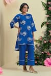 Buy_Origani_Blue Linen Blend Designer Pant _Online_at_Aza_Fashions