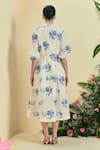 Shop_Origani_Off White Linen Embroidery Collared Thread Dress _at_Aza_Fashions