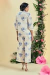 Shop_Origani_Off White Linen Embroidery Collared Thread Shirt _at_Aza_Fashions