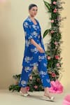 Buy_Origani_Blue Linen Embroidery Collared Thread Jacket _Online_at_Aza_Fashions