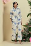 Buy_Origani_Off White Embroidery Collared Floral Shirt And Pant Set _at_Aza_Fashions