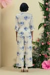 Shop_Origani_Off White Embroidery Collared Floral Shirt And Pant Set _at_Aza_Fashions