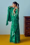 Prahnaaya_Green Silk, Crepe Beads, Embroidery, Sequins, Sea Hand-embroidered Kaftan Set _Online_at_Aza_Fashions