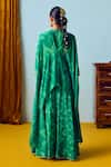 Shop_Prahnaaya_Green Silk, Crepe Beads, Embroidery, Sequins, Sea Hand-embroidered Kaftan Set _at_Aza_Fashions
