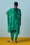 Shop_Prahnaaya_Green Crepe, Silk Embroidery, Beads Round Neck Sea Hand-embroidered Kaftan Set _at_Aza_Fashions