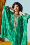 Buy_Prahnaaya_Green Crepe, Silk Sequins, Beads Round Sea Hand-embroidered Tunic And Pant Set _Online_at_Aza_Fashions