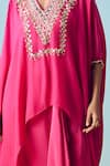 Shop_Prahnaaya_Pink Crepe, Silk Beads, Pearls, Sequins Round Neck Maia Anti-fit Tunic Set _Online_at_Aza_Fashions