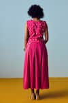 Shop_Prahnaaya_Pink Crepe, Silk Pearls, Sequins, Beads, Embroidery Prih Waistcoat And Skirt Set _at_Aza_Fashions