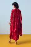 Shop_Prahnaaya_Red Crepe, Silk Embroidery, Beads, Sequins Raso Hand-embroidered Kaftan Set _at_Aza_Fashions