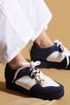 Tiesta_Blue Dark Wash Denim Platform Sneakers _at_Aza_Fashions
