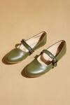 Shop_Tiesta_Green Custom Olive Ballerinas _at_Aza_Fashions