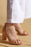Tiesta_Brown Tan Open Toe Block Heels _at_Aza_Fashions