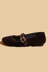 Tiesta_Brown Customizable Velvety Ballerinas Flats _Online_at_Aza_Fashions