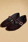 Shop_Tiesta_Brown Customizable Velvety Ballerinas Flats _at_Aza_Fashions