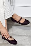 Tiesta_Brown Customizable Velvety Ballerinas Flats _at_Aza_Fashions