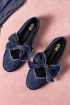 Buy_Tiesta_Blue Custom Dark Wash Denim Ballet Flats 