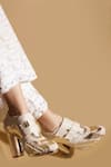 Tiesta_Gold Pearls Poppy Block Festive Sneaker Boots _Online_at_Aza_Fashions