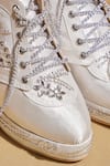 Shop_Tiesta_White Designer Diamond Stone Wedge Sneakers _Online_at_Aza_Fashions