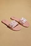 Tiesta_Pink Gold Embroidered Sliders _Online_at_Aza_Fashions