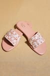 Shop_Tiesta_Pink Gold Embroidered Sliders _Online_at_Aza_Fashions